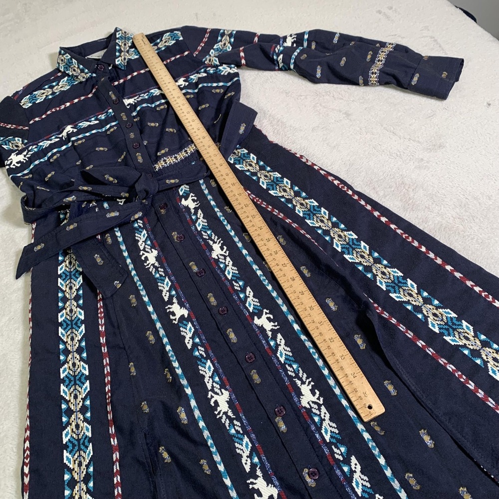 Finley Southwestern Horse Print Jacquard Belted Shirt Dress Womens Small USA - Picture 7 of 14